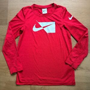 Nike Kids Long Sleeve Dri-Fit Tee - Bright Red